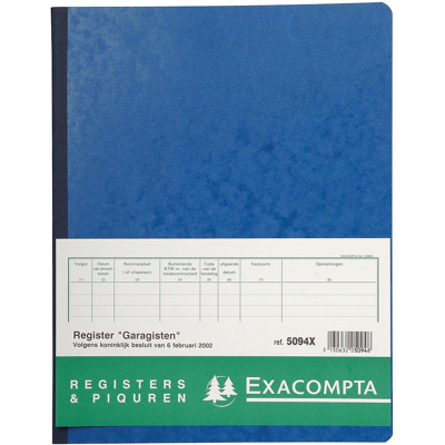 Afbeelding van Exacompta register garagist en pomphouder, ft 32 x 25 cm, Nederlandstalig bedrijfsformulieren