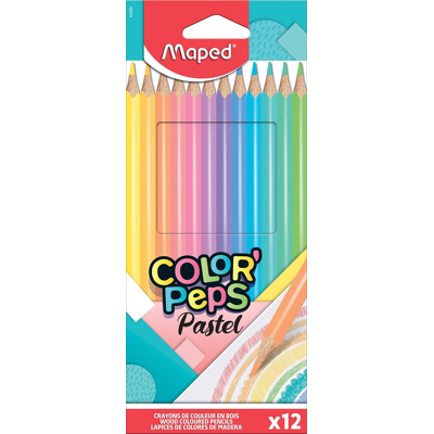Afbeelding van Maped Kleurpotlood Color&#039;peps Pastel, 12 Potloden In Een Kartonnen Etui