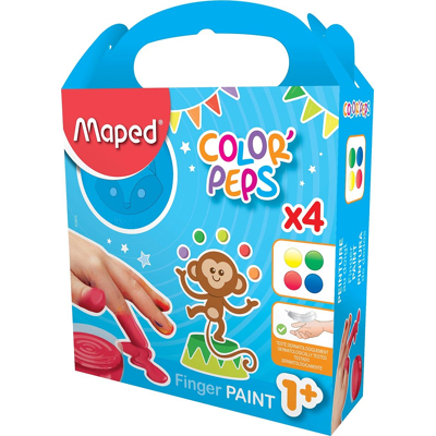 Afbeelding van Maped Vingerverf Color&#039;peps Early Age, Doos Van 4 Potjes 80 Ml In Geassorteerde Kleuren Plakkaatverf
