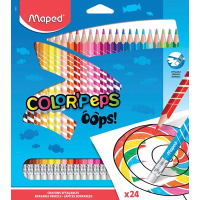 Afbeelding van Kleurpotlood Maped Color&#039;Peps Oops met gum set á 24 kleuren