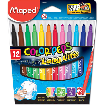 Afbeelding van Maped Viltstift Color&#039;peps 12 Stiften In Een Kartonnen Etui