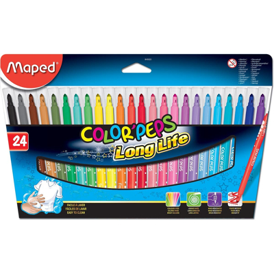 Afbeelding van Viltstift Maped Color&#039;Peps Long Life set á 24 kleuren