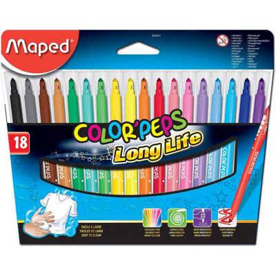 Afbeelding van Maped Viltstift Color&#039;peps 18 Stiften In Een Kartonnen Etui