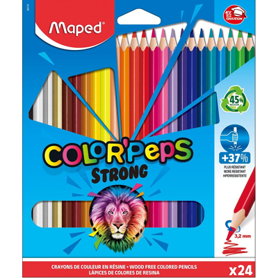 Afbeelding van Maped Kleurpotlood Color&#039;peps Strong, 24 Potloden In Een Kartonnen Etui