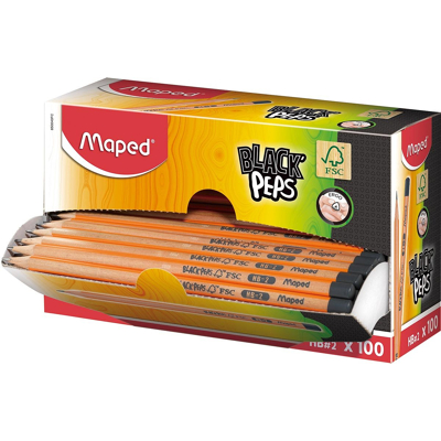 Afbeelding van Maped potlood BlackPeps HB, zonder gum, kartonnen displaydoos van 100