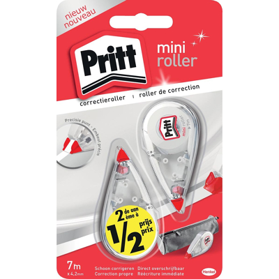 Afbeelding van Pritt mini correctieroller, blister met 2 stuks waarvan 2de aan halve prijs correctieroller