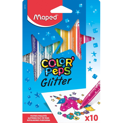 Afbeelding van Maped Color&#039;peps Glitter Viltstift, Etui Van 10 Stuks, Assorti Viltstift
