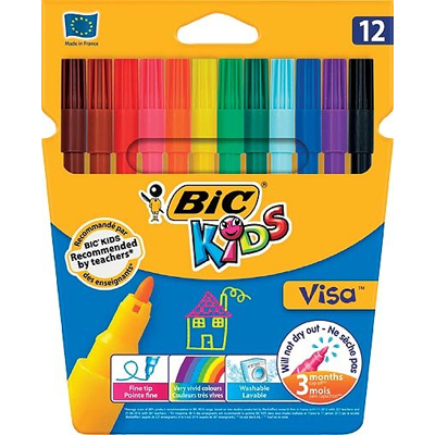 Afbeelding van Kleurstiften BicKids Visa fijn assorti etui à 12 stuks