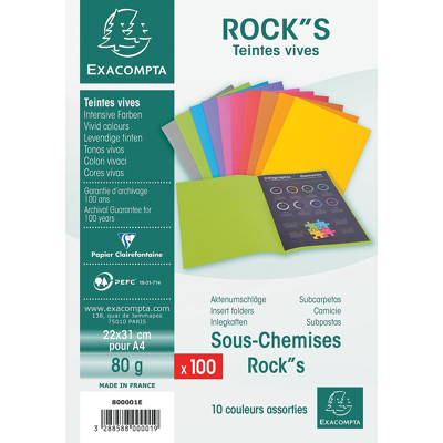 Afbeelding van Exacompta dossiermap Rock&#039;s 80, ft 22 x 31 cm, pak van 100, geassorteerde kleuren