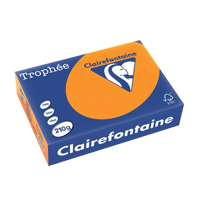 Afbeelding van Clairefontaine Trophée Intens, Gekleurd Papier, A4, 210 G, 250 Vel, Feloranje Papier