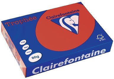 Afbeelding van Clairefontaine Trophée Intens, gekleurd papier, A4, 80 g, 500 vel, kersenrood papier