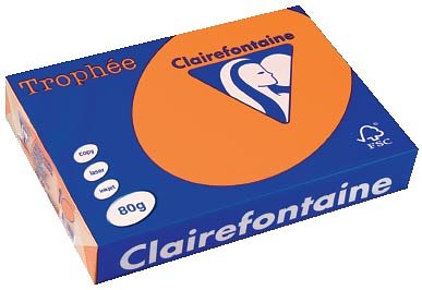 Afbeelding van Clairefontaine Trophée Gekleurd Papier, A4, 80 G, 500 Vel, Oranje Papier