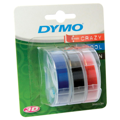 Afbeelding van Dymo S0847750 Tape Wit op zwart/rood/blauw (9 mm)