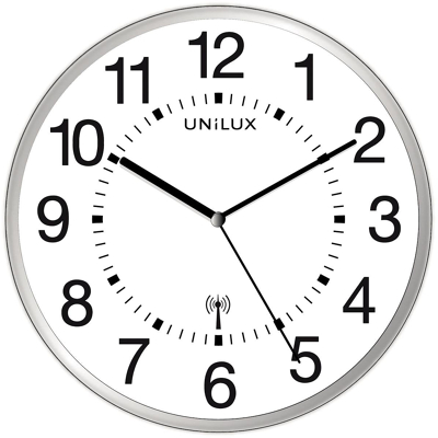 Afbeelding van Unilux Wandklok Wave, Radiogestuurd, Diameter 30 Cm, Grijs En Wit Radiogestuurd Horloge
