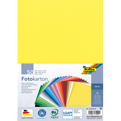 Afbeelding van Folia gekleurd fotokarton, ft A4, pak van 50 vel in 10 geassorteerde kleuren fotokarton