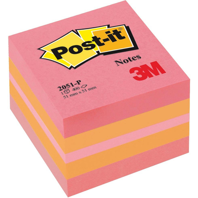 Afbeelding van Post it Notes Mini Kubus, 400 Vel, Ft 51 X Mm, Roze Memokubus
