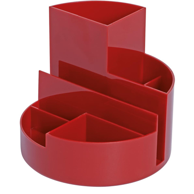 Afbeelding van MAUL bureauorganizer pennenbak Roundbox Ø14x12.5cm, 7 vaks, 85% gerecycled kunststof rood bureaustandaard