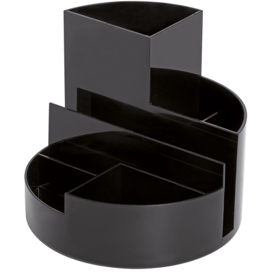 Afbeelding van MAUL bureauorganizer pennenbak Roundbox Ø14x12.5cm, 7 vaks, 85% gerecycled kunststof zwart bureaustandaard
