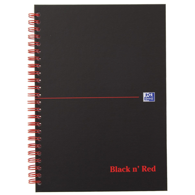 Afbeelding van Oxford Black N&#039; Red Spiraalblok Karton, 140 Bladzijden Ft A5, Geruit 5 Mm Spiraalschrift