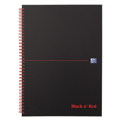 Afbeelding van Oxford BLACK N RED spiraalblok karton, 140 bladzijden ft A4, geruit 5