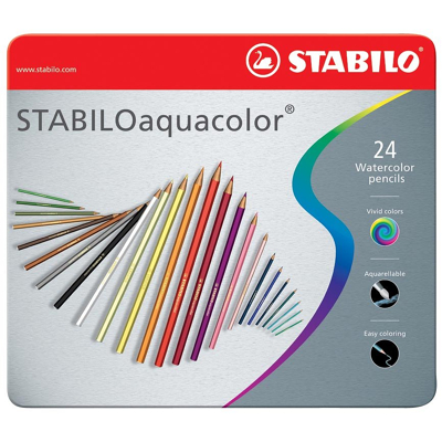 Afbeelding van Stabiloaquacolor Kleurpotlood, Metalen Doos Van 24 Stuks In Geassorteerde Kleuren Kleurpotlood