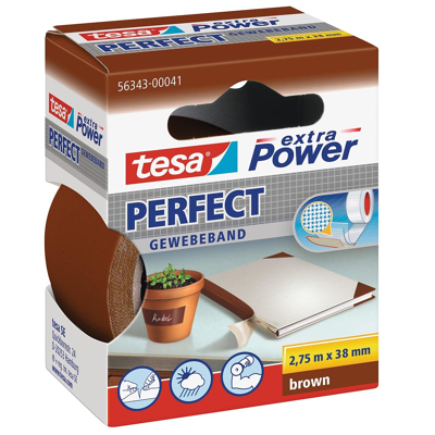 Afbeelding van Tesa extra Power Perfect, ft 38 mm x 2,75 m, bruin textieltape