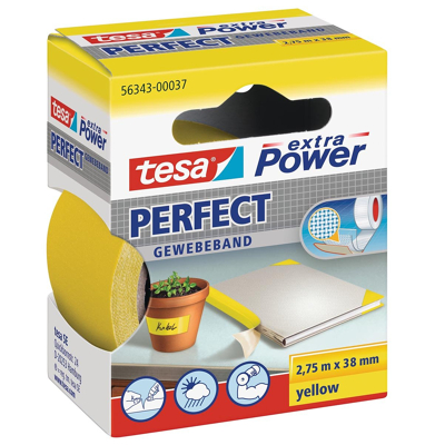 Afbeelding van Tesa extra Power Pefect, ft 38 mm x 2,75 m, geel textieltape