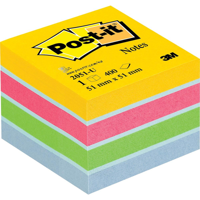 Afbeelding van Post it Notes Mini Kubus, 400 Vel, Ft 51 X Mm, Geassorteerde Kleuren Memokubus