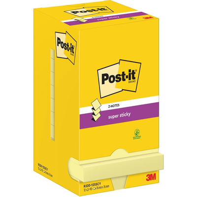 Afbeelding van Post It Super Sticky Z Notes, 90 vel, ft 76 x mm, geel, pak van 12 blokken memoblok