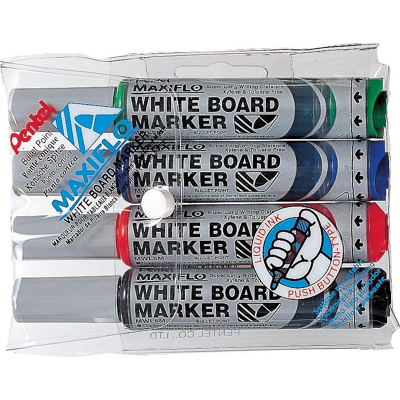 Afbeelding van whiteboardmarker Maxiflo set van 4 kleuren (blauw, rood, groen en zwart)