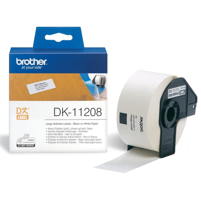 Afbeelding van Brother dk 11208 black on white address labels 38x90mm direct thermal 1 roll DK11208