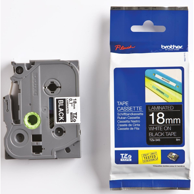 Afbeelding van Brother compatible TZe 345 tape wit op zwart 18 mm x 8 m