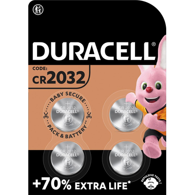 Afbeelding van Batterij Duracell knoopcel 4xCR2032 lithium diameter20mm 3V 180mAh