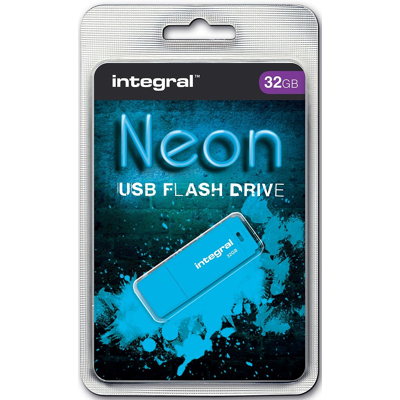 Afbeelding van USB stick 2.0 Integral 32GB neon blauw
