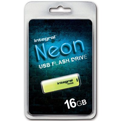 Afbeelding van USB stick 2.0 Integral 16Gb neon geel