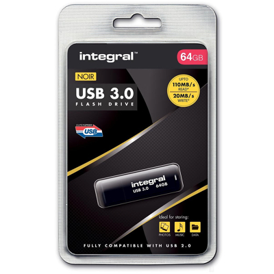 Afbeelding van Integral USB stick 3.0, 64 GB, zwart