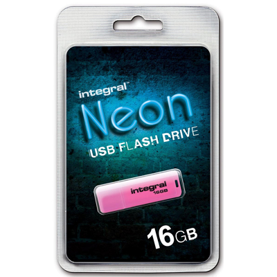 Afbeelding van USB stick 2.0 Integral 16Gb neon roze