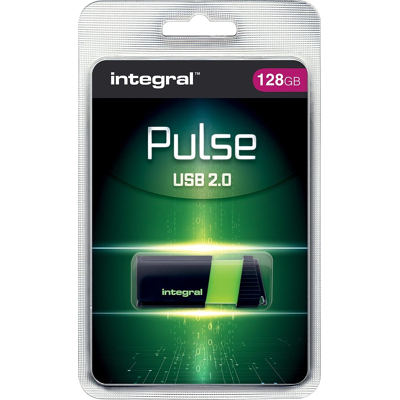 Afbeelding van Integral Pulse USB 2.0 stick, 128 GB, zwart/geel stick