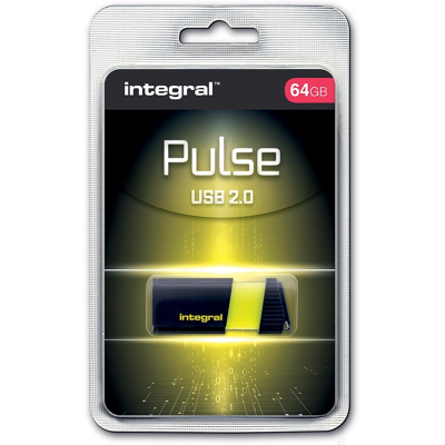 Afbeelding van Integral Pulse USB 2.0 stick, 64 GB, zwart/geel stick