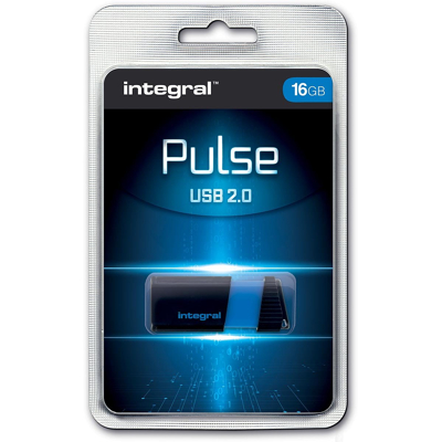 Afbeelding van Integral Pulse USB 2.0 stick, 16 GB, zwart/blauw stick