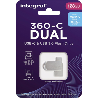 Afbeelding van USB stick Integral 3.0 360 C Dual 128GB