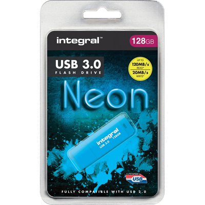 Afbeelding van Integral Usb3 Neon 128gb Bl Usb stick