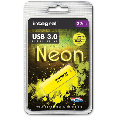 Afbeelding van Integral Neon USB 3.0 stick, 32 GB, geel stick