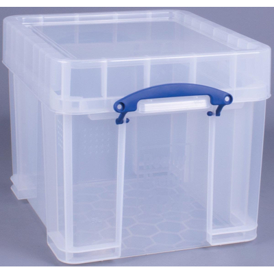 Afbeelding van Really Useful Box opbergdoos 35 liter XL, transparant, voor het opbergen van medium LP&#039;s