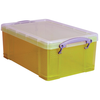 Afbeelding van Really Useful Box opbergdoos 9 liter, transparant geel