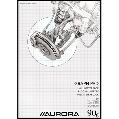 Afbeelding van Aurora Millimeterpapier, Ft A3, Blok Van 50 Vel Millimeterpapier