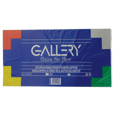 Afbeelding van Gallery enveloppen ft 114 x 229 mm, met venster rechts, stripsluiting, pak van 50 stuks