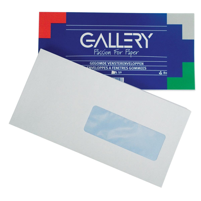 Afbeelding van Gallery Enveloppen Ft 114 X 229 Mm, Met Venster Rechts, Gegomd, Pak Van 50 Stuks