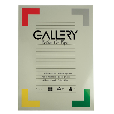 Afbeelding van Gallery Millimeterpapier, Ft 29,7 X 42 Cm (a3), Blok Van 50 Vel Millimeterpapier