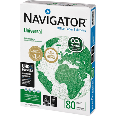 Afbeelding van Navigator Universal CO2 neutraal papier, ft A4, 80 g, pak van 500 vel printpapier wit A4
